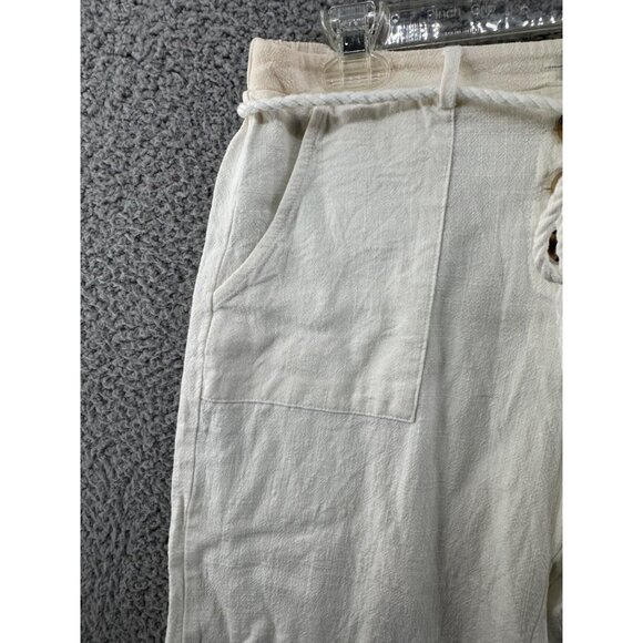 Urban Romantics Linen Capri Pants With Fringe Hem & Rope Tie Waist Size Medium - Picture 4 of 9
